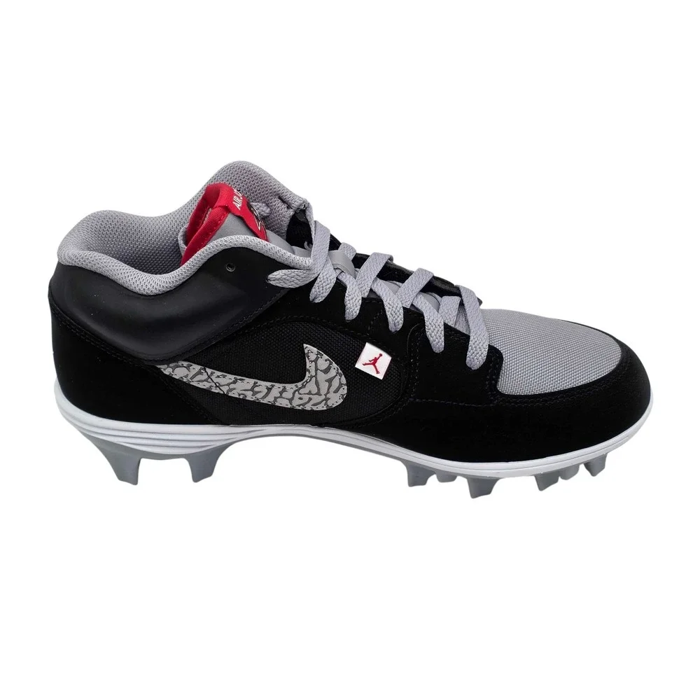 Jordan Stadium 90 Low TD Football Cleats Black Cement Mens 9.5 HQ0210-060 NEW